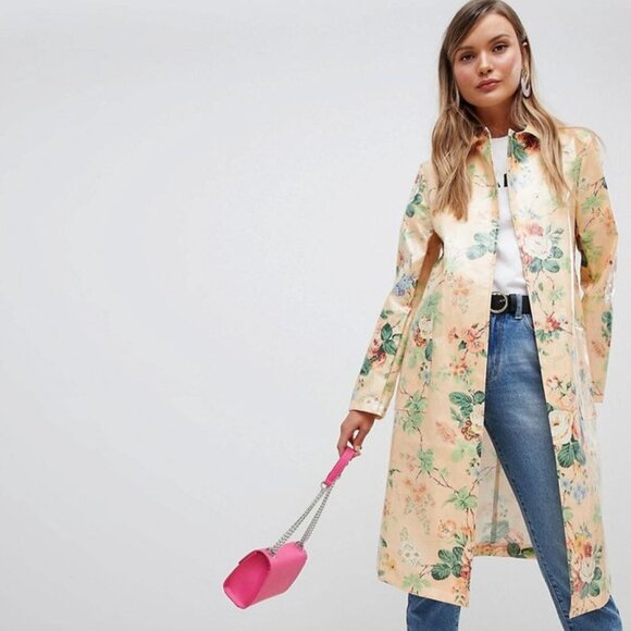 Asos Floral Raincoat in Vinyl - Picture 1 of 9